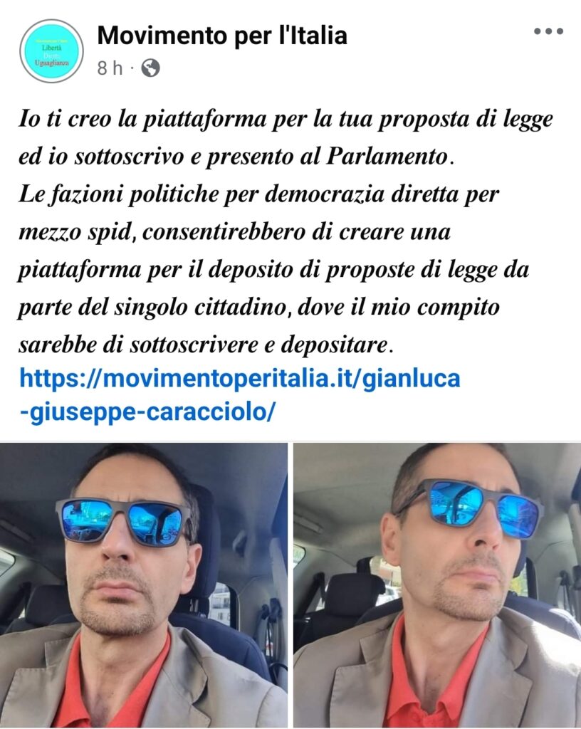 Gianluca Giuseppe Caracciolo: Movimento per l'Italia